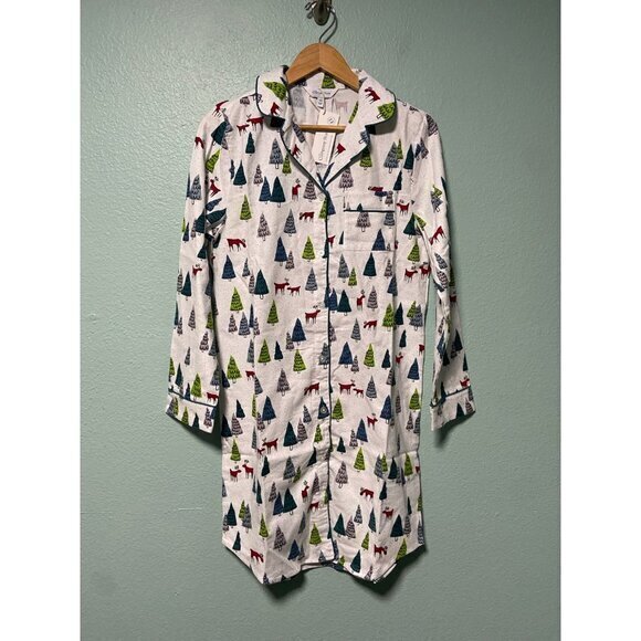 NWT The Company Store Women's Holiday Christmas Tree Winter Wood Night Dress XS - Picture 2 of 8